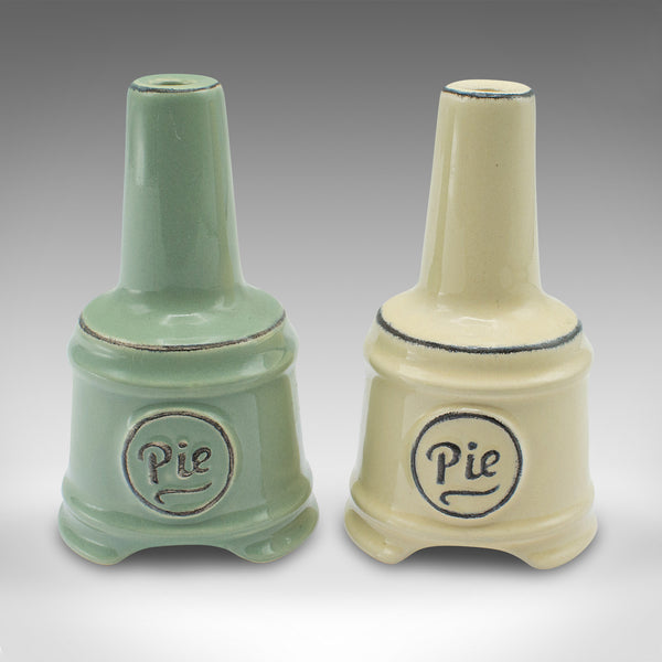 Pair Of Vintage Pie Funnels, English, Ceramic, Bakery Steam Vent, Mid Century