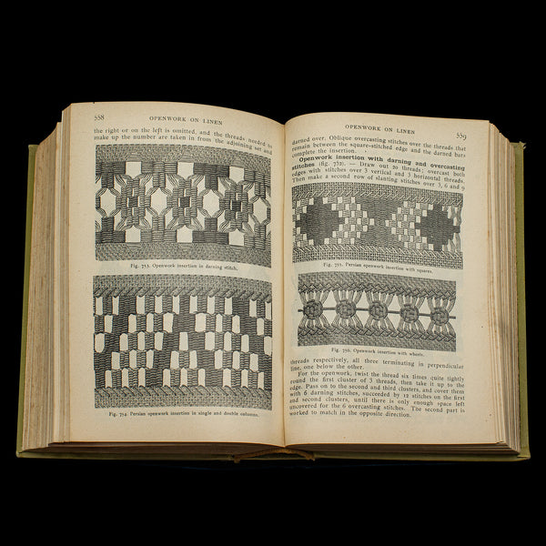 Antique Needlework Encyclopaedia, English, Embroidery, Pattern Guide, Circa 1900