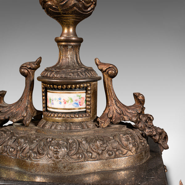 Antique Table Lamp, French, Gilt Metal, Marble, Side Light, Edwardian, C.1910