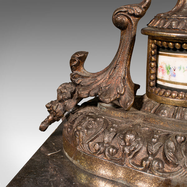Antique Table Lamp, French, Gilt Metal, Marble, Side Light, Edwardian, C.1910