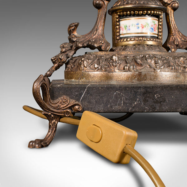 Antique Table Lamp, French, Gilt Metal, Marble, Side Light, Edwardian, C.1910