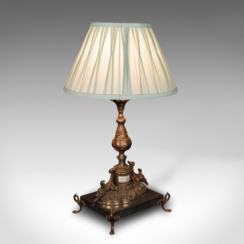 Antique Table Lamp, French, Gilt Metal, Marble, Side Light, Edwardian, C.1910