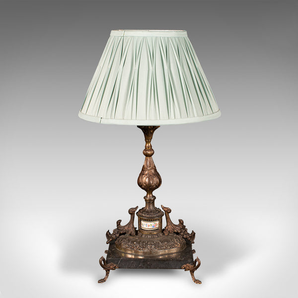 Antique Table Lamp, French, Gilt Metal, Marble, Side Light, Edwardian, C.1910