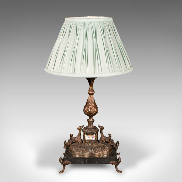 Antique Table Lamp, French, Gilt Metal, Marble, Side Light, Edwardian, C.1910