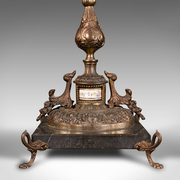 Antique Table Lamp, French, Gilt Metal, Marble, Side Light, Edwardian, C.1910