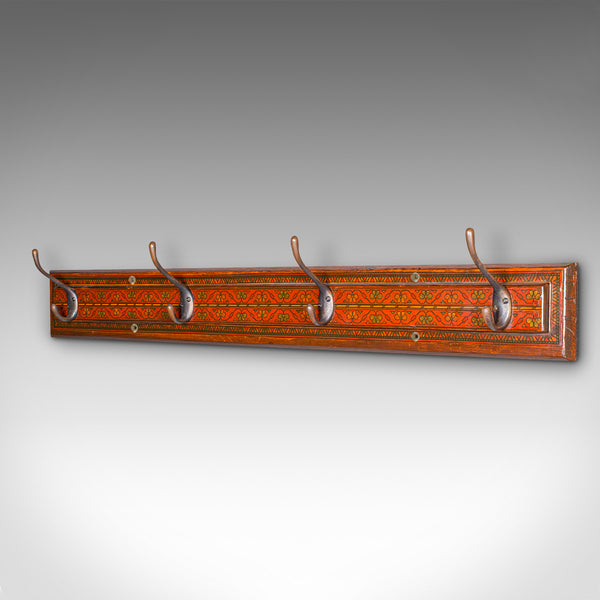 Antique Reception Wall Rack, English Oak, Hall, Coat Hooks, Aesthetic, Victorian
