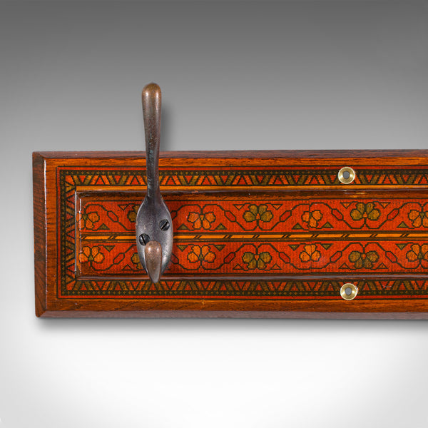 Antique Reception Wall Rack, English Oak, Hall, Coat Hooks, Aesthetic, Victorian