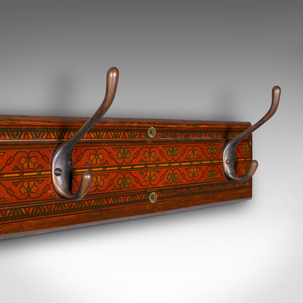 Antique Reception Wall Rack, English Oak, Hall, Coat Hooks, Aesthetic, Victorian