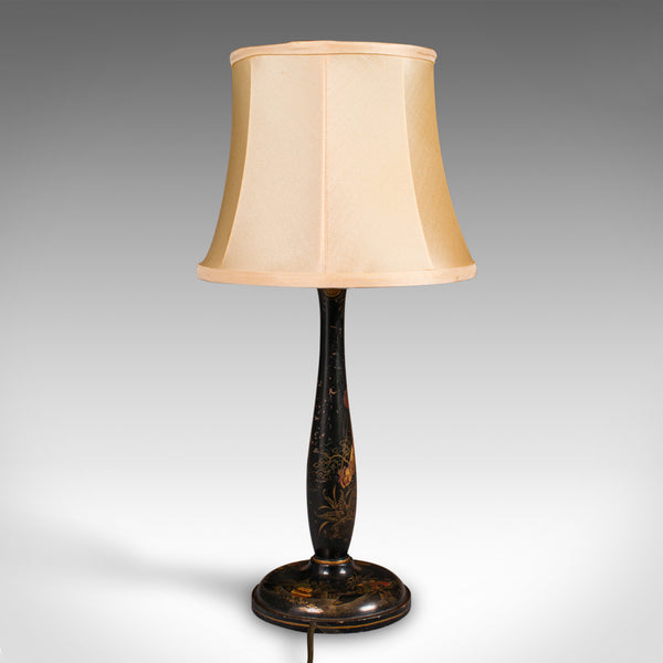 Vintage Ebonised Side Lamp, Oriental, Japanned, Table Light, Art Deco, C.1930