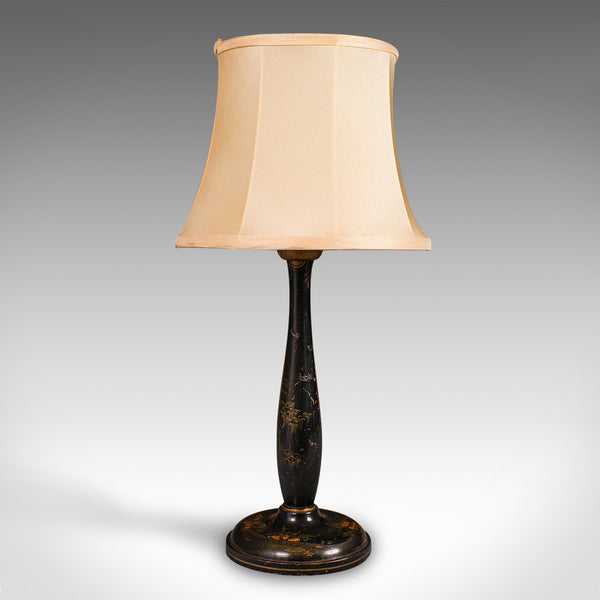 Vintage Ebonised Side Lamp, Oriental, Japanned, Table Light, Art Deco, C.1930