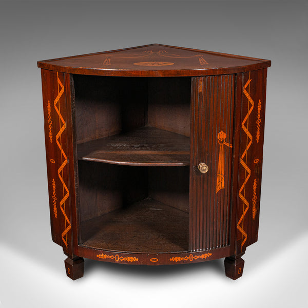 Antique Tambour Corner Cabinet, Dutch, Walnut, Cupboard, Georgian, Circa 1800