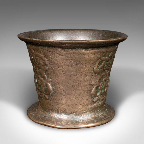 Antique Tudor Rose Mortar And Pestle, English, Bronze, Apothecary, 17th Century