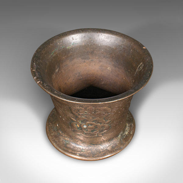 Antique Tudor Rose Mortar And Pestle, English, Bronze, Apothecary, 17th Century