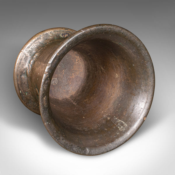 Antique Tudor Rose Mortar And Pestle, English, Bronze, Apothecary, 17th Century
