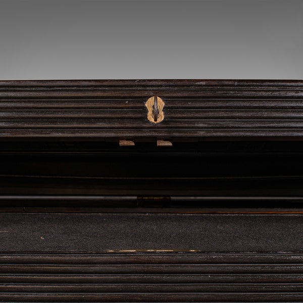 Antique Correspondence Box, Ceylon, Ebony, Campaign, Writing Slope, Victorian