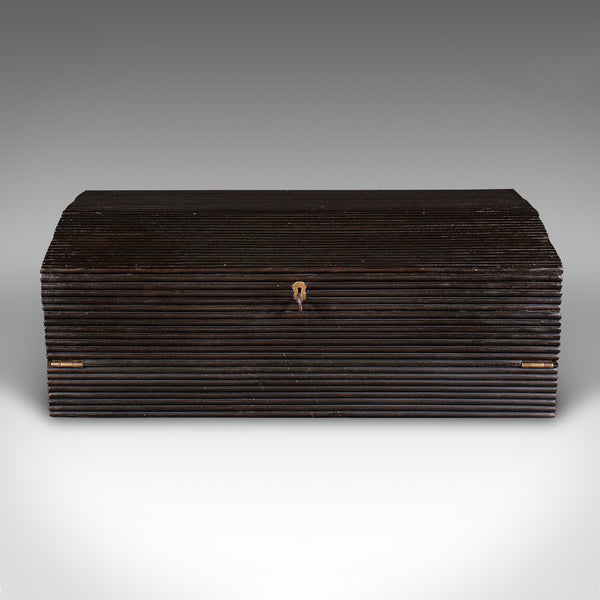 Antique Correspondence Box, Ceylon, Ebony, Campaign, Writing Slope, Victorian