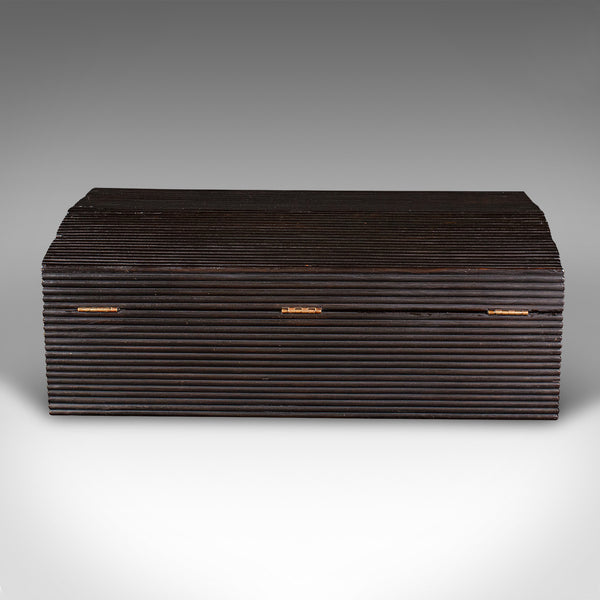 Antique Correspondence Box, Ceylon, Ebony, Campaign, Writing Slope, Victorian