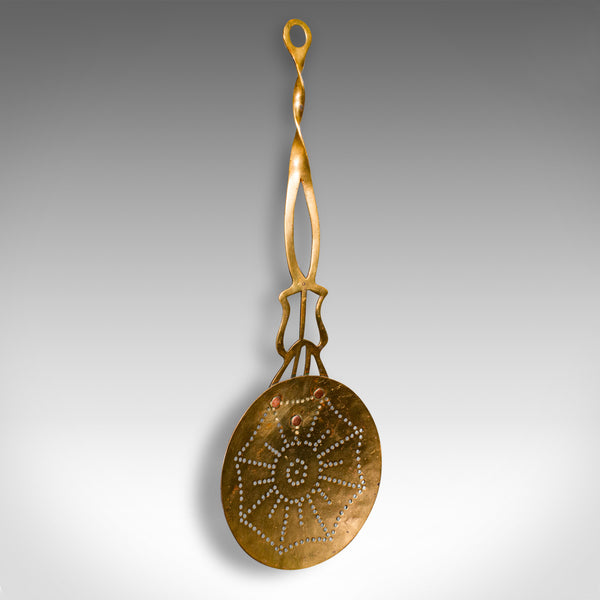 Antique West Country Cream Skimmer, English, Brass, Milk Stirrer, Georgian, 1800