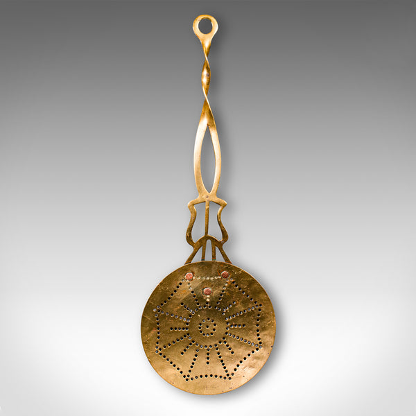 Antique West Country Cream Skimmer, English, Brass, Milk Stirrer, Georgian, 1800