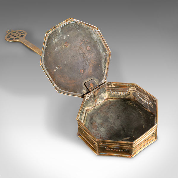 Antique Chestnut Warmer, English, Brass, Hanging Roaster, Georgian, Circa 1800