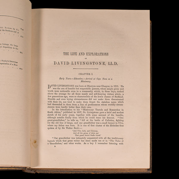 Antique Life & Explorations of Dr Livingstone Book, African Travel, Victorian