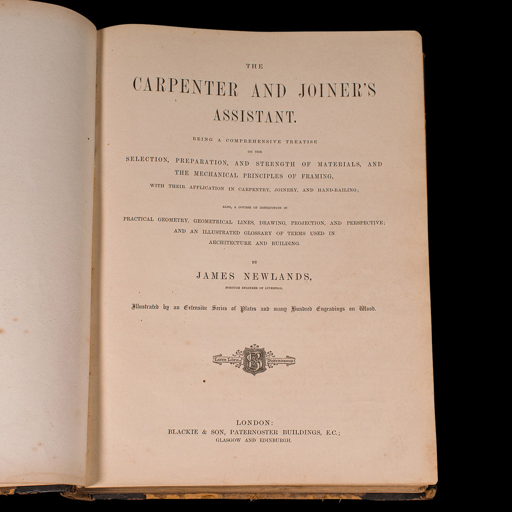 Antique Book, Carpenter and Joiner's Assistant, Architecture, Design ...