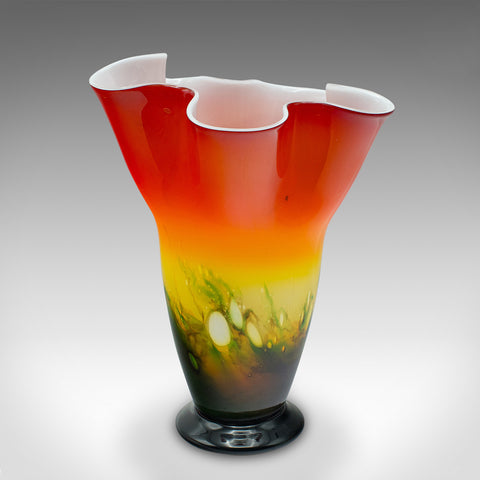 Large Vintage Flower Vase, Italian, Murano Art Glass, Decorative Planter, C.1970