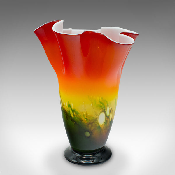 Large Vintage Flower Vase, Italian, Murano Art Glass, Decorative Planter, C.1970