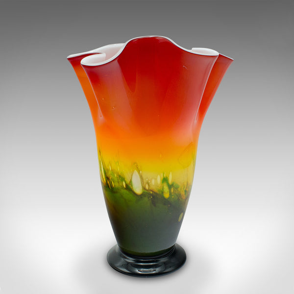 Large Vintage Flower Vase, Italian, Murano Art Glass, Decorative Planter, C.1970