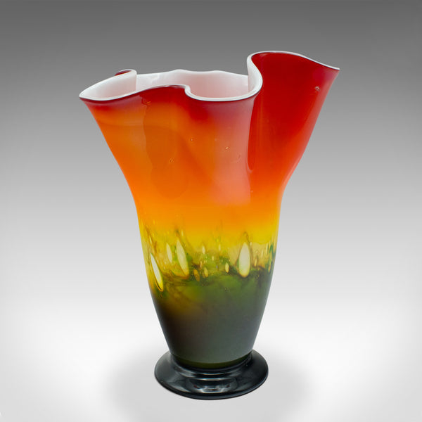 Large Vintage Flower Vase, Italian, Murano Art Glass, Decorative Planter, C.1970