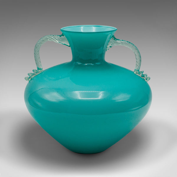 Vintage Murano Twin Handled Vase, Italian, Art Glass, Decorative, Mid Century