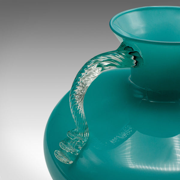 Vintage Murano Twin Handled Vase, Italian, Art Glass, Decorative, Mid Century