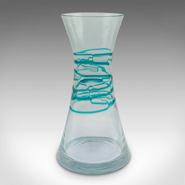 Large Vintage Conical Flower Vase, Scandinavian, Art Glass, Decorative, C.1970