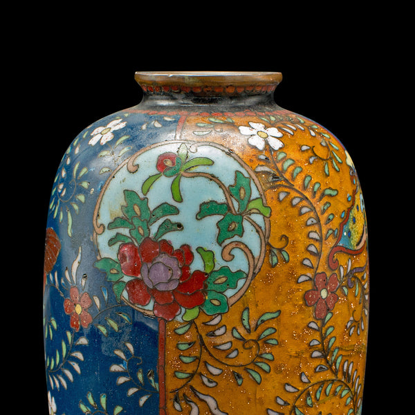 Small Antique Meiji Posy Vase, Japanese, Nagoya Cloisonne Urn, Victorian, C.1900