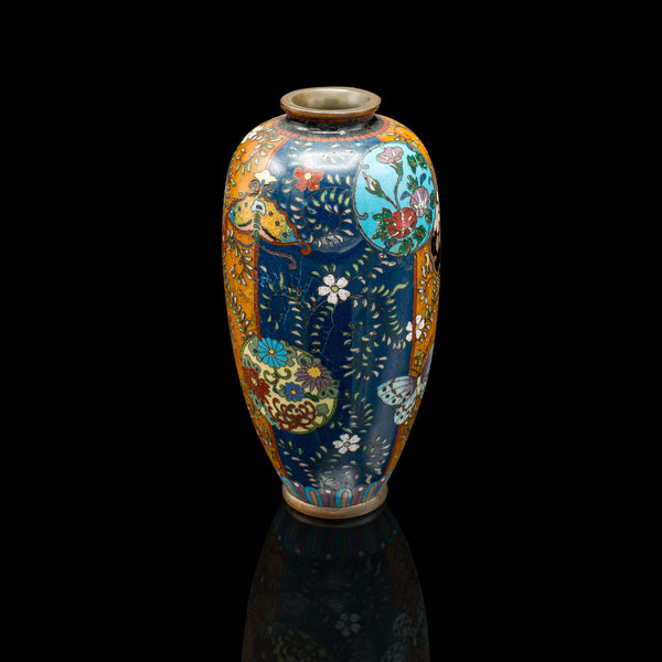 Small Antique Meiji Posy Vase, Japanese, Nagoya Cloisonne Urn, Victorian, C.1900