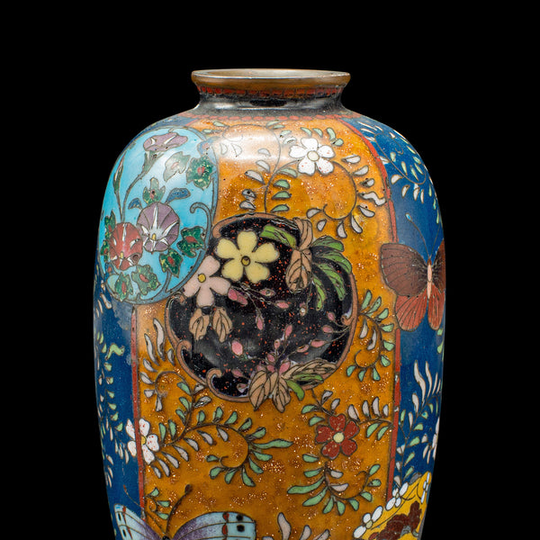 Small Antique Meiji Posy Vase, Japanese, Nagoya Cloisonne Urn, Victorian, C.1900