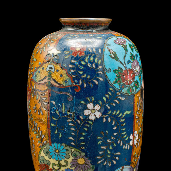 Small Antique Meiji Posy Vase, Japanese, Nagoya Cloisonne Urn, Victorian, C.1900