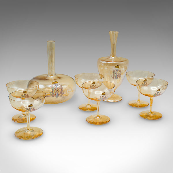 Antique Summer Garden Party Service, Austrian, Glass, Tableware Set, Victorian