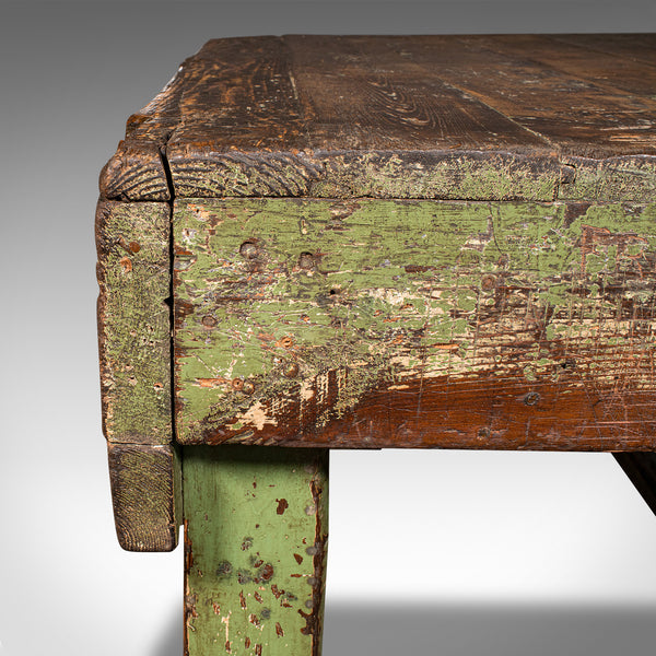 Large Antique Industrial Work Table, English, Pine, Factory, Bench, Victorian