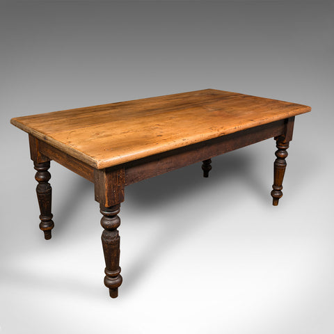 Antique Plank Top Mill Table, English, Pine, Country House, Dining, Victorian
