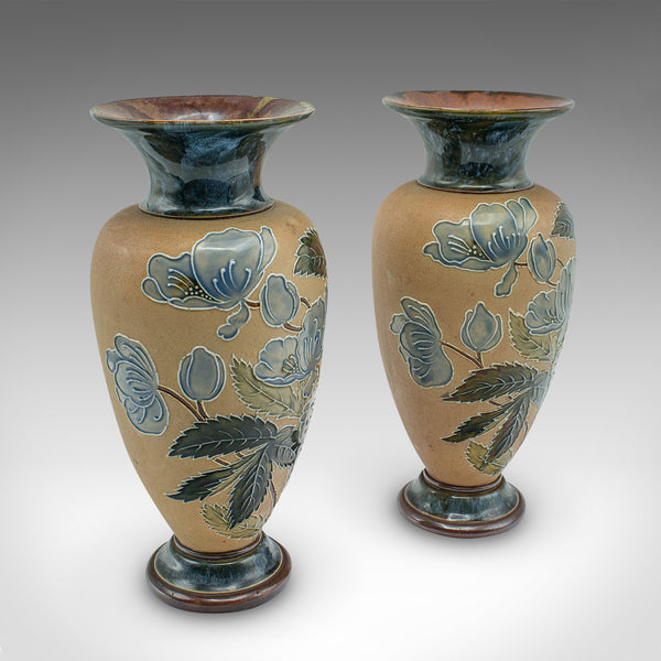 Pair Of Antique Flower Vases, English, Ceramic, Display Urn, Edwardian, C.1910