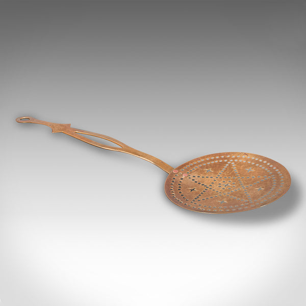 Antique Chestnut Warmer, English, Brass, Fireside Crumpet Toaster, Georgian