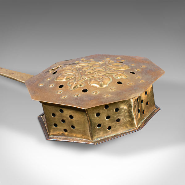 Antique Chestnut Roaster, English, Brass, Hanging Warmer, Georgian, Circa 1800