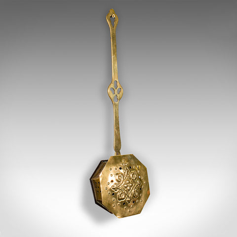 Antique Chestnut Roaster, English, Brass, Hanging Warmer, Georgian, Circa 1800