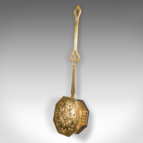 Antique Chestnut Roaster, English, Brass, Hanging Warmer, Georgian, Circa 1800