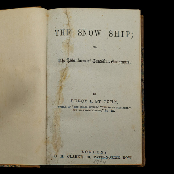 Antique Novel, The Snow Ship, Percy St John, English, Fiction, Victorian, C.1880