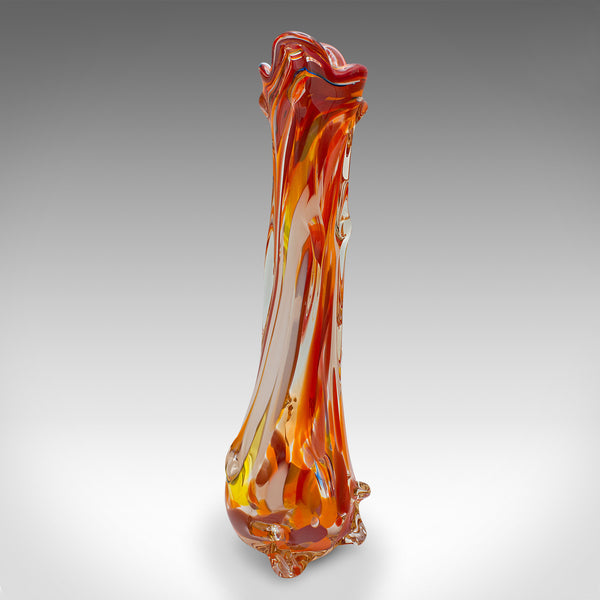 Tall Vintage Murano Explosion Vase, Italian, Art Glass, Flower Sleeve, C.1970