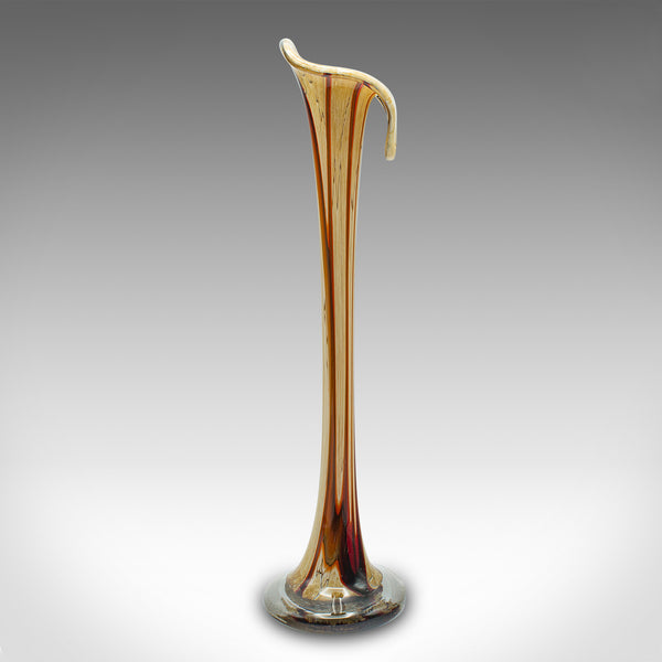 Tall Vintage Stem Vase, Italian, Murano Glass Flower Sleeve, Mid Century, C.1960
