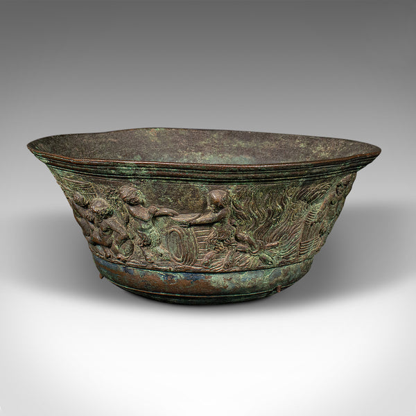 Antique Romanesque Bowl, Italian, Grand Tour, Bronze, Bacchanalian, Victorian