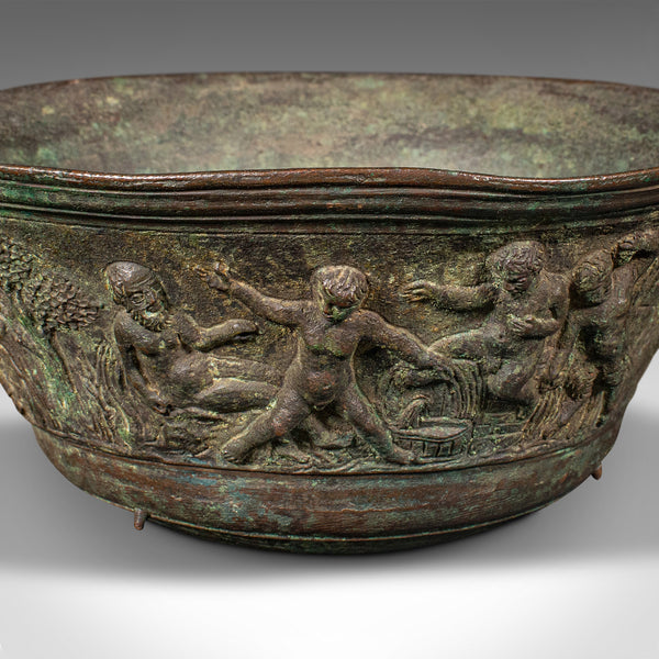 Antique Romanesque Bowl, Italian, Grand Tour, Bronze, Bacchanalian, Victorian